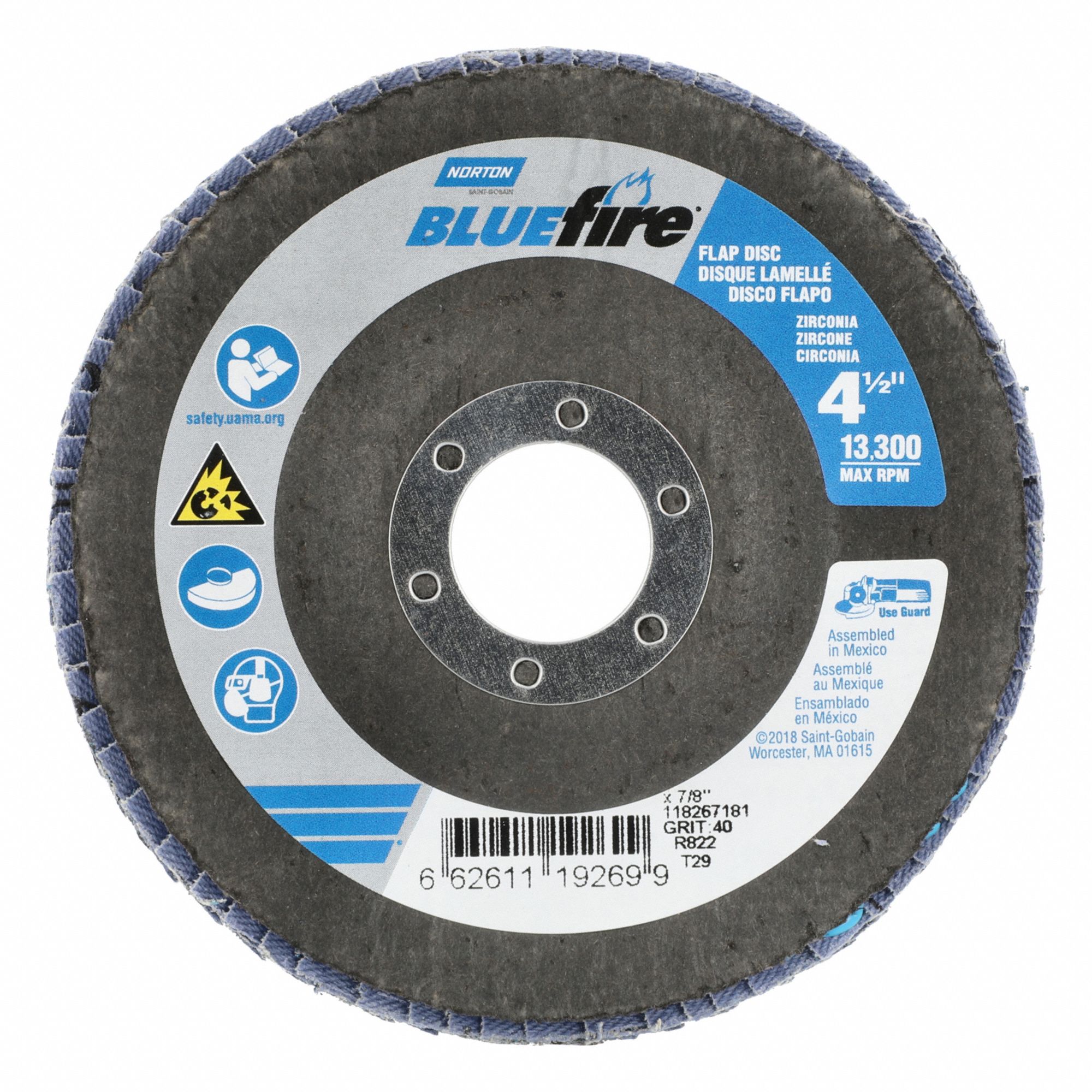 FIBREGLASS CONICAL FLAP DISC,BLUE,40GRIT