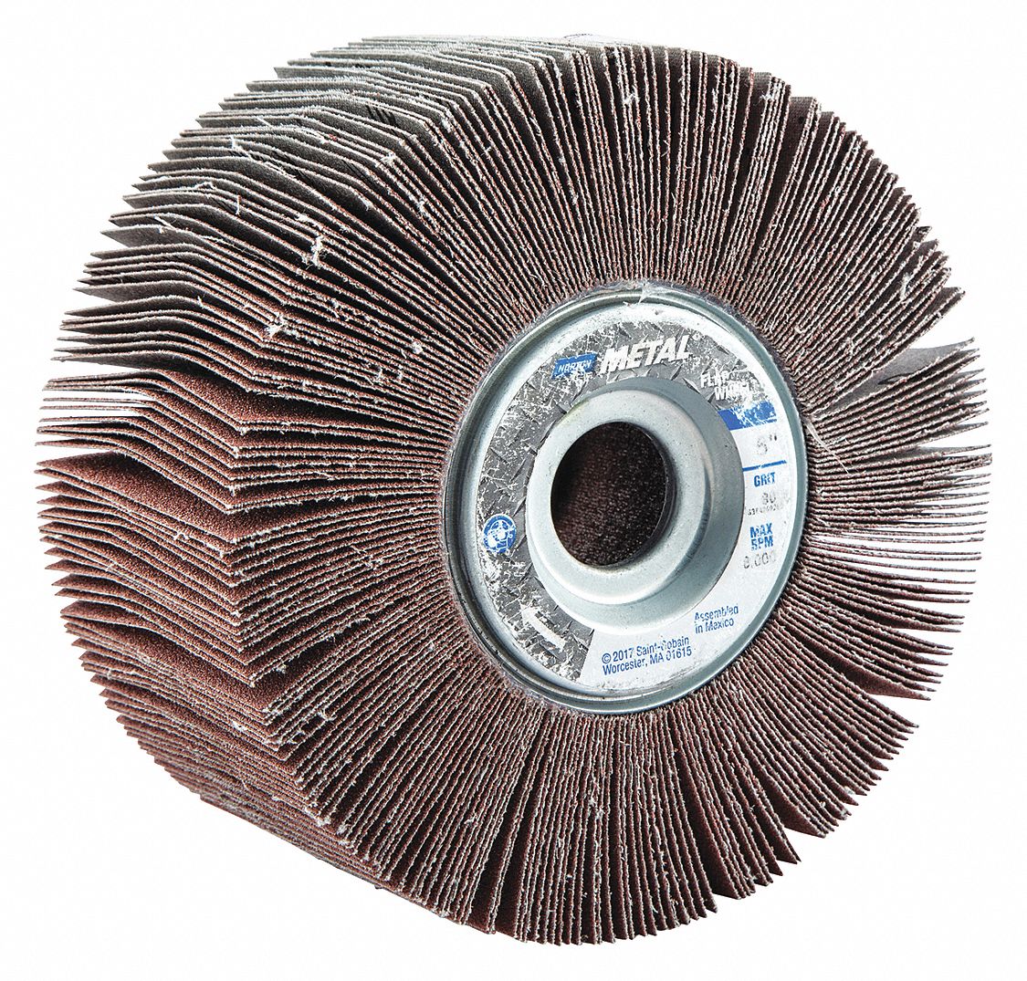 FLAP WHEEL, UNMOUNTED, STRAIGHT, 80 GRIT, 3 X 6 IN DIA, COATED ALUMINUM OXIDE ABRASIVE, 5 UNITS