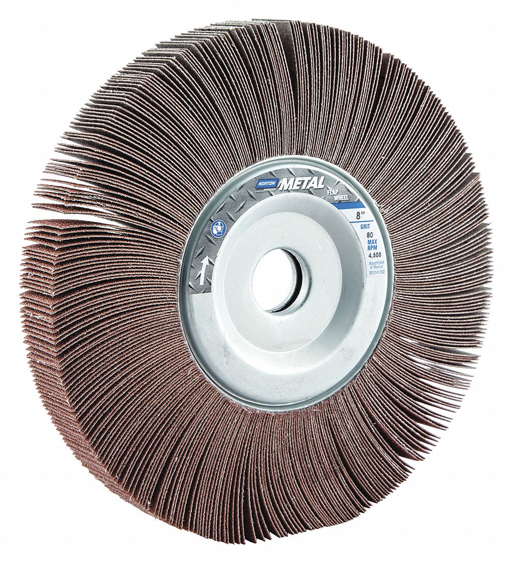 FLAP WHEEL, UNMOUNTED, STRAIGHT, 80 GRIT, 1 X 8 IN DIA, COATED ALUMINUM OXIDE ABRASIVE, 5 UNITS