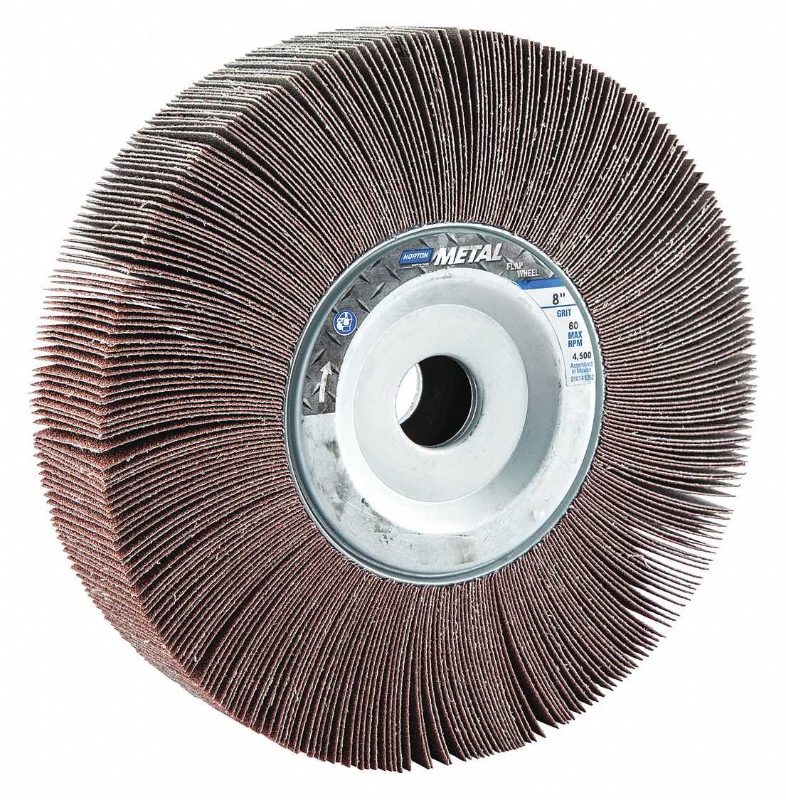FLAP WHEEL, UNMOUNTED, STRAIGHT, 60 GRIT, 2 X 8 IN DIA, COATED ALUMINUM OXIDE ABRASIVE, 5 UNITS