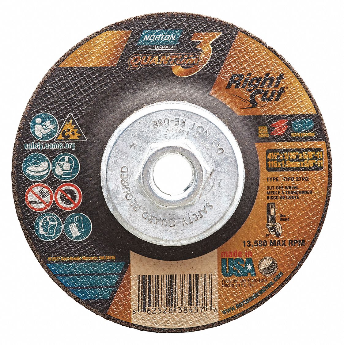 MEULE,13,580 TR/MIN,36 GRAINS,TP 27,4 1/2 X 0,062 PO,ARB 5/8 À 11 PO,CÉR