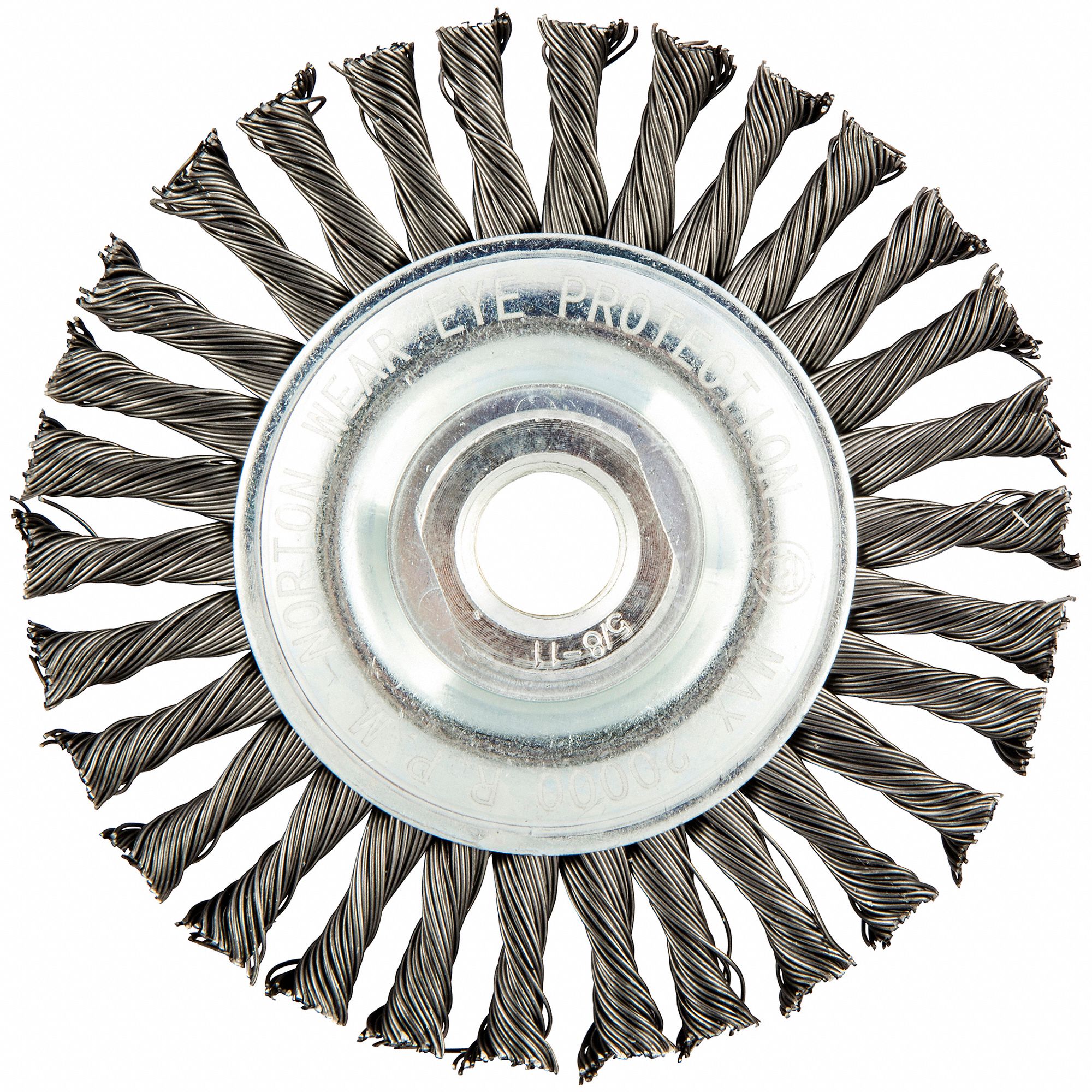 WIRE WHEEL BRUSH, STEEL STRINGER BEAD, 4 IN DIAMETER X 3/16 IN W, 5/8