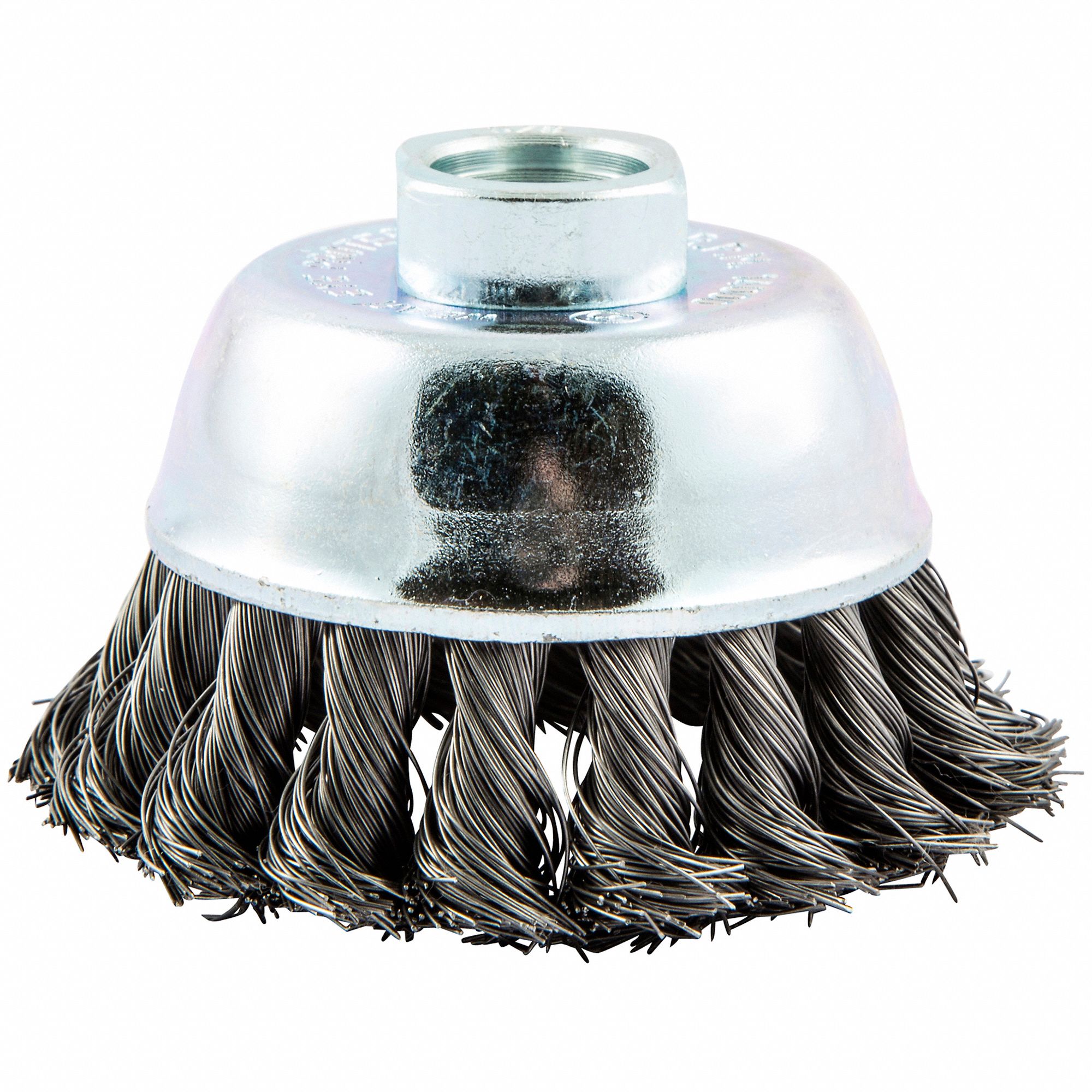 CUP BRUSH, TWISTED STEEL, 2 IN DIAMETER, 0.014 IN FILL DIAMETER, 5/8