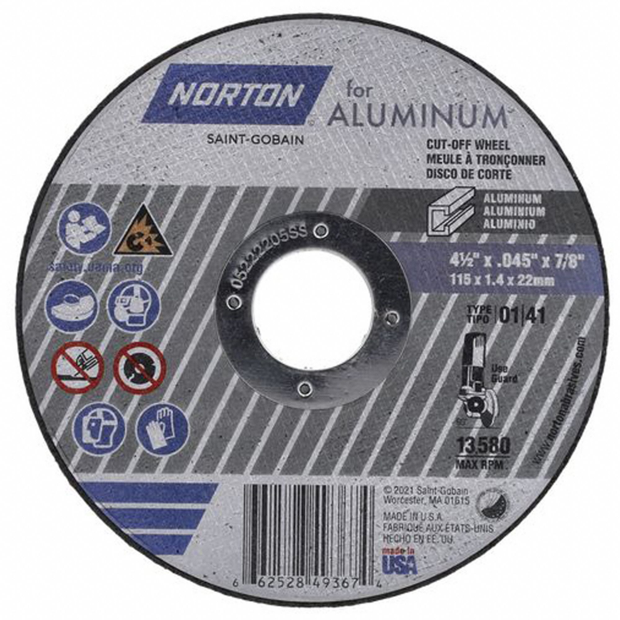 CUT-OFF WHEEL,13,580 RPM,GRADE Q