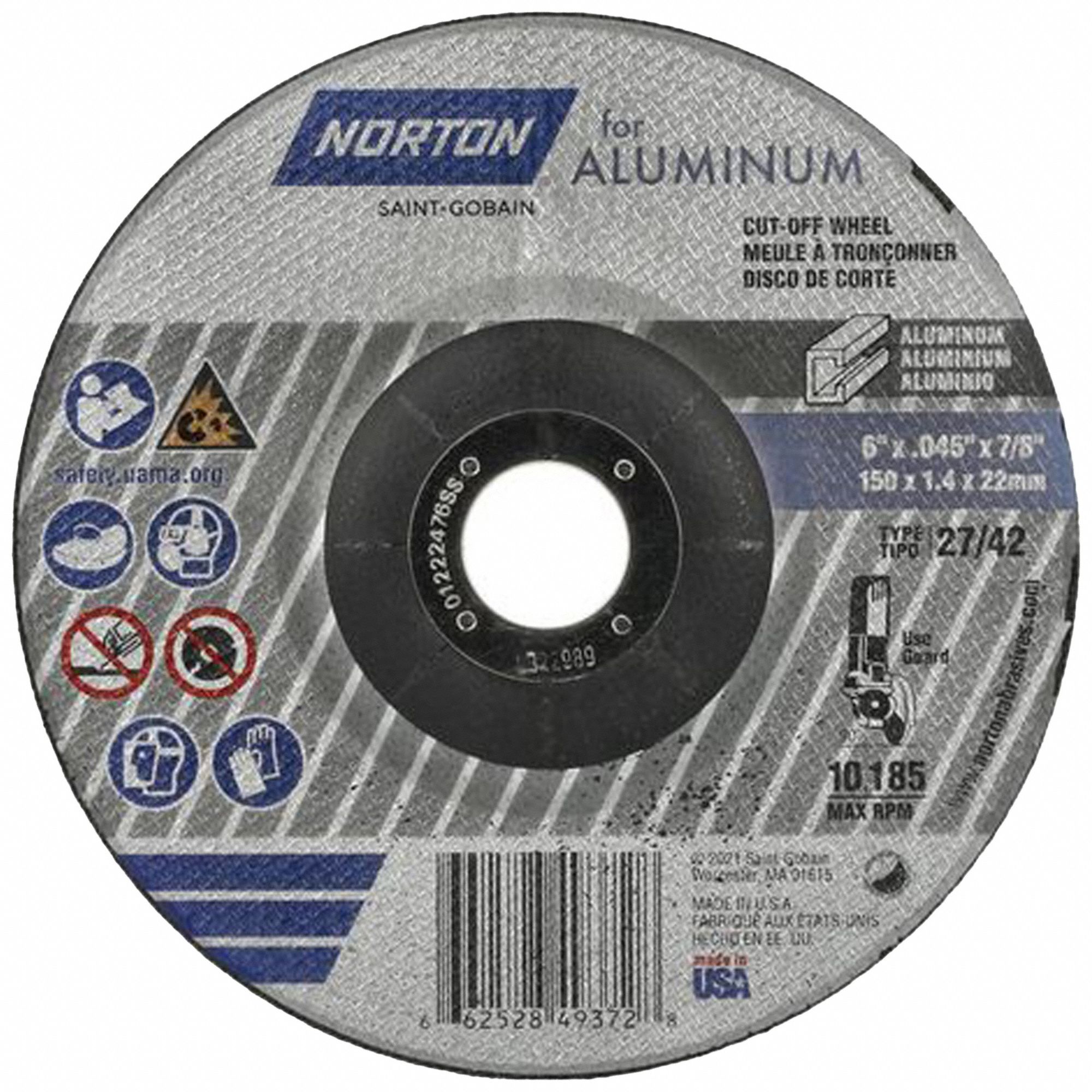 CUT-OFF WHEEL,10,185 RPM,GRADE Q