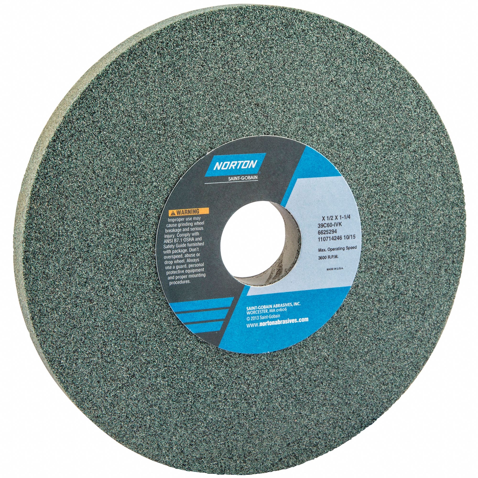 STRAIGHT GRINDING WHEEL, TYPE 1, 8 IN X ½ IN X 1¼ IN, 39C100-IVMT, 5 PK