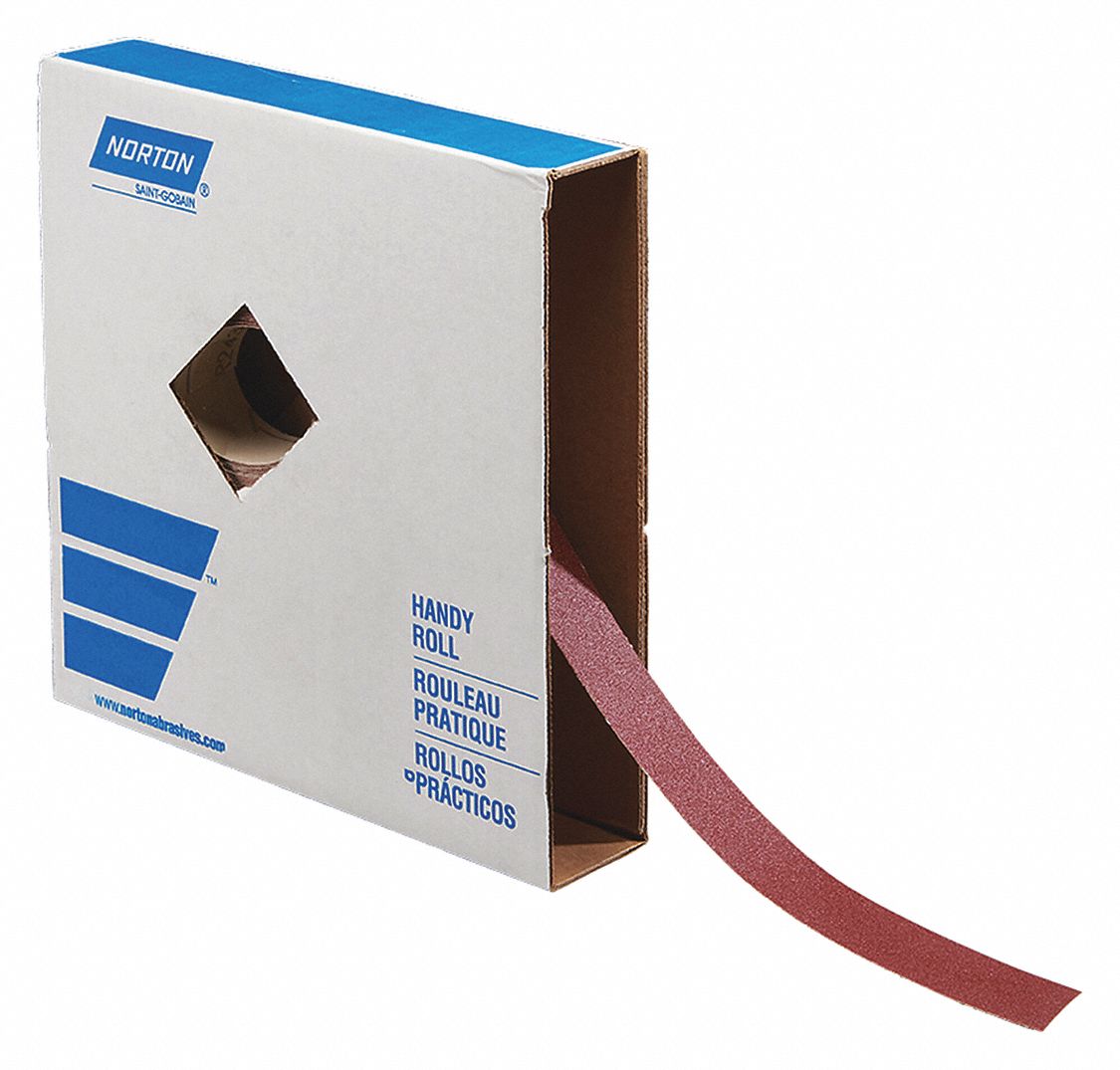 ABRASIVE UTILITY ROLL, 1½ IN W X 150 FT L, ALUMINUM OXIDE, P150 GRIT, J WEIGHT CLOTH, R243