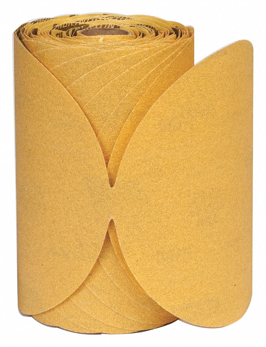 DISC ROLL, A296, GOLD RESERVE, ADHESIVE, ANTI-LOAD, 80 GRIT, 6 IN, ALUMINUM OXIDE, RL 100