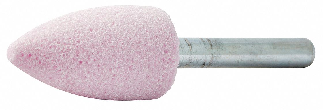 MOUNTED POINT, VITRIFIED BOND, A12, 80 GRIT, 48000 RPM, 11/16 IN DIA, ALUMINUM OXIDE
