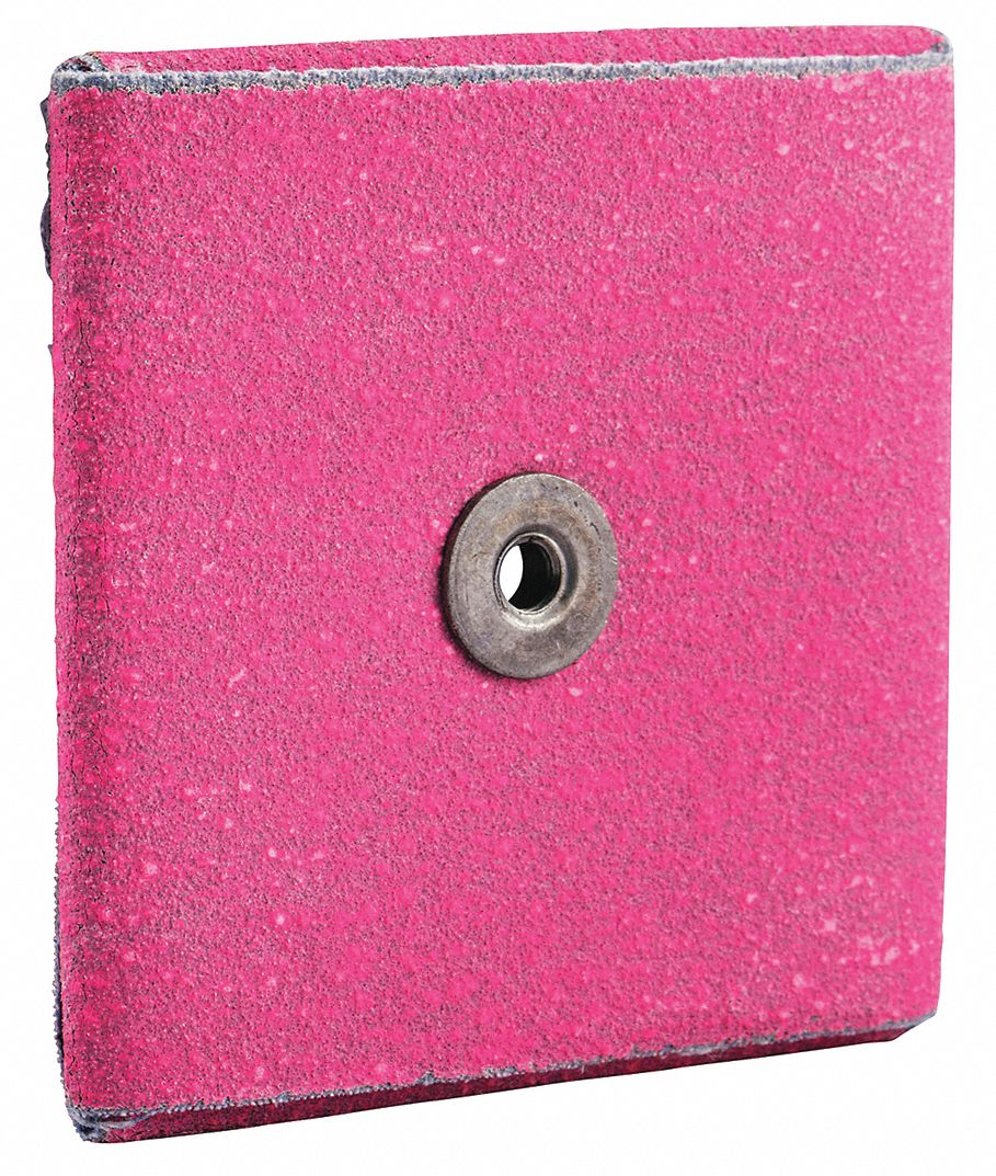 SQUARE PAD, GRIT 60, PINK, 3 X 3 X 1/2 IN, THREAD 1/4