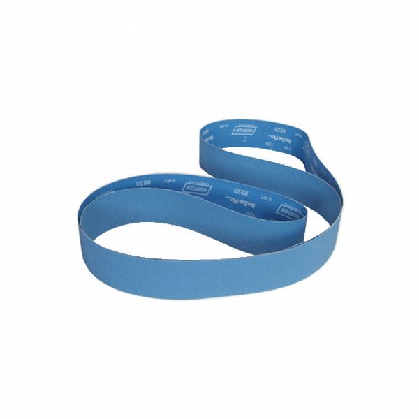 SANDING BELT, NARROW, MEDIUM GRADE, 120 GRIT, BLUE, 132 X 2 IN, ZIRCONIA ALUMINA/CLOTH