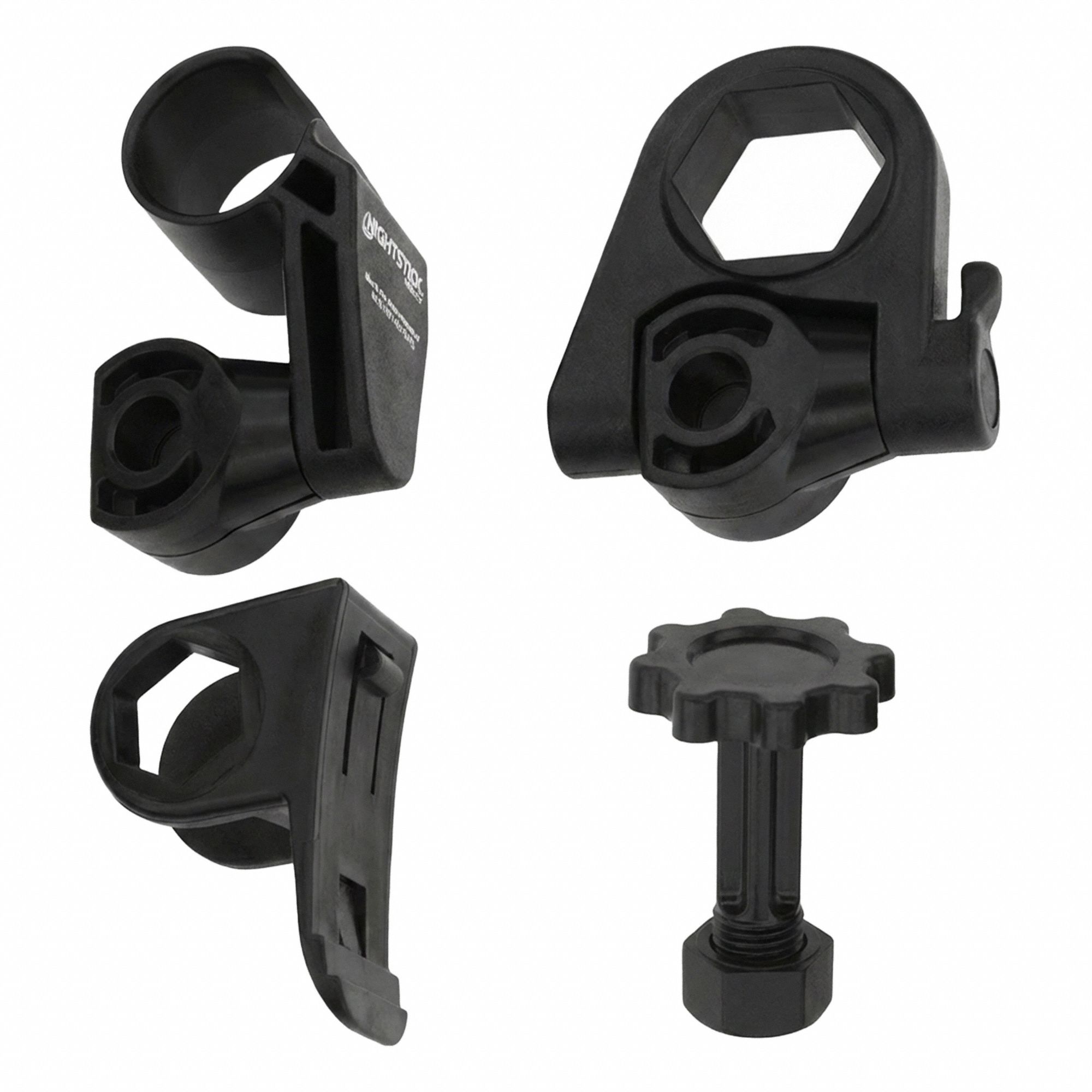 Flashlight Mount: Glass-Filled Nylon Polymer, Black, For Nightstick Flashlights