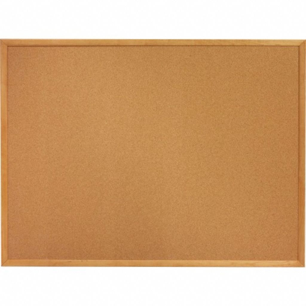 Bulletin Board: Cork, Wall Mounted, 24 in Overall Ht, 36 in Overall Wd, Natural, Oak