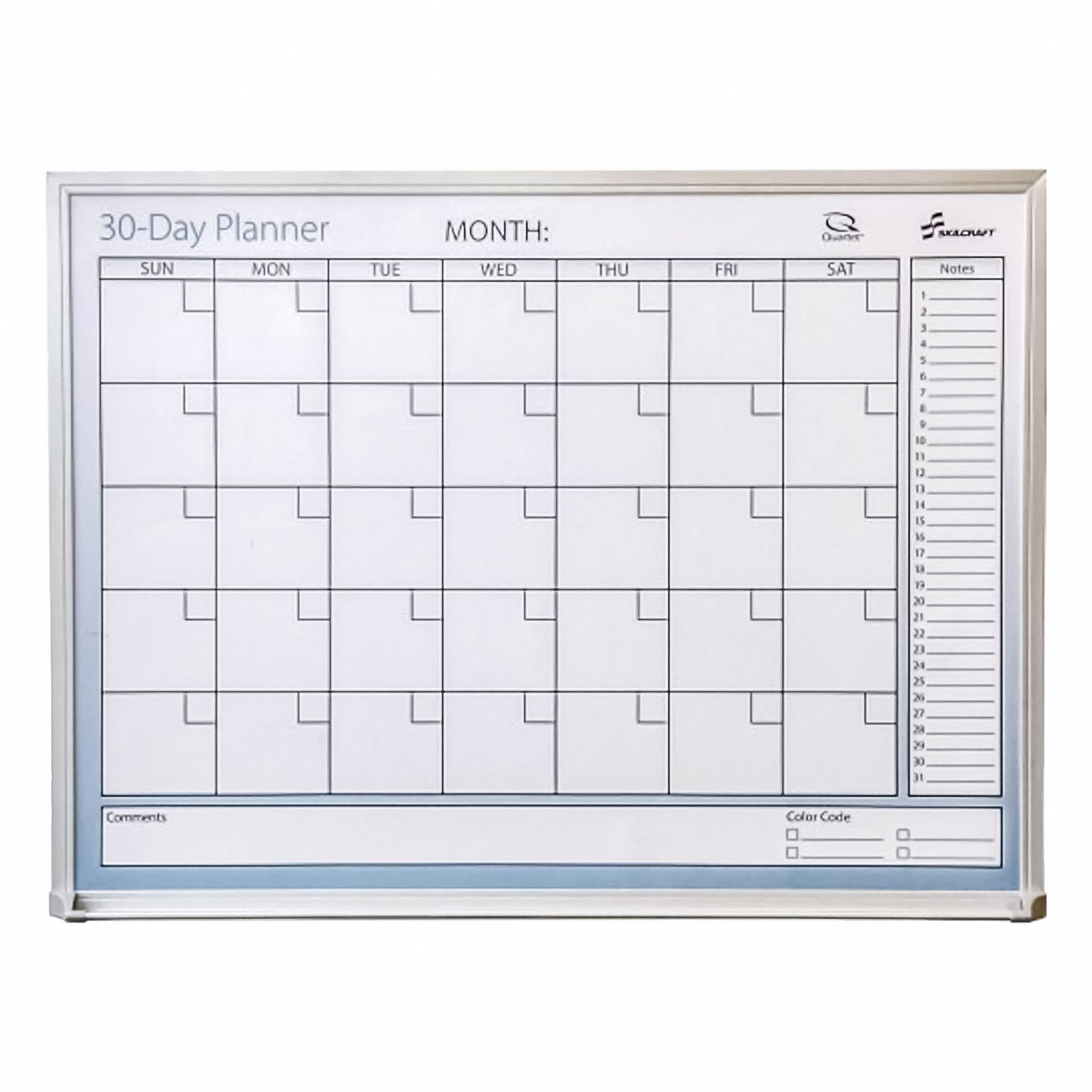 Planning Board: Melamine, Not Adj, 0 Months, Aluminum, 24 in Overall Ht, 36 in Overall Wd