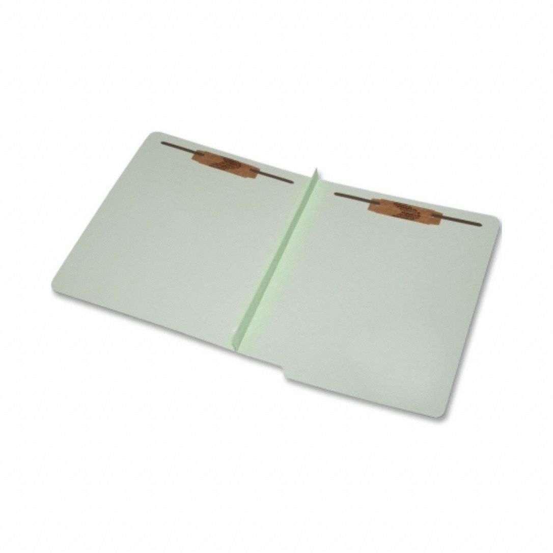 File Folders: 8 1/2 in Ht, 11 in Wd, Light Green, 25 pt. Pressboard, 25 PK