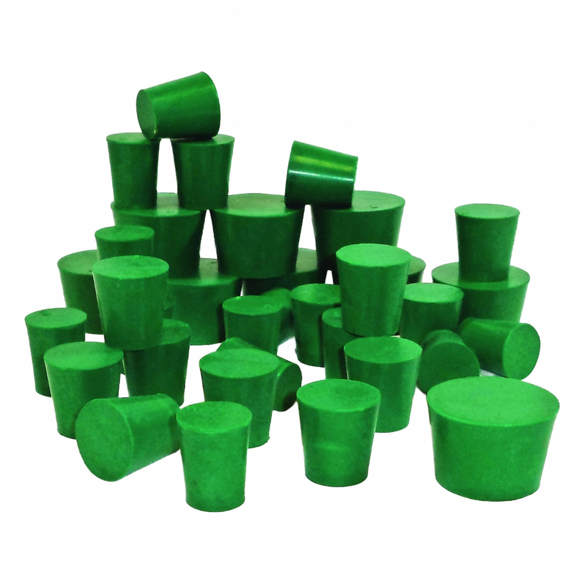 Stopper: Neoprene, 6 Stopper Size, 26 mm Bottom Dia, 32 mm Top Dia, 25 mm Overall Ht, Green, 0 Holes (MPN NST6-S). Key specifications — Brand: UNITED SCIENTIFIC SUPPLIES INC; Color: Green; Stopper Size: 6; Material: Neoprene.