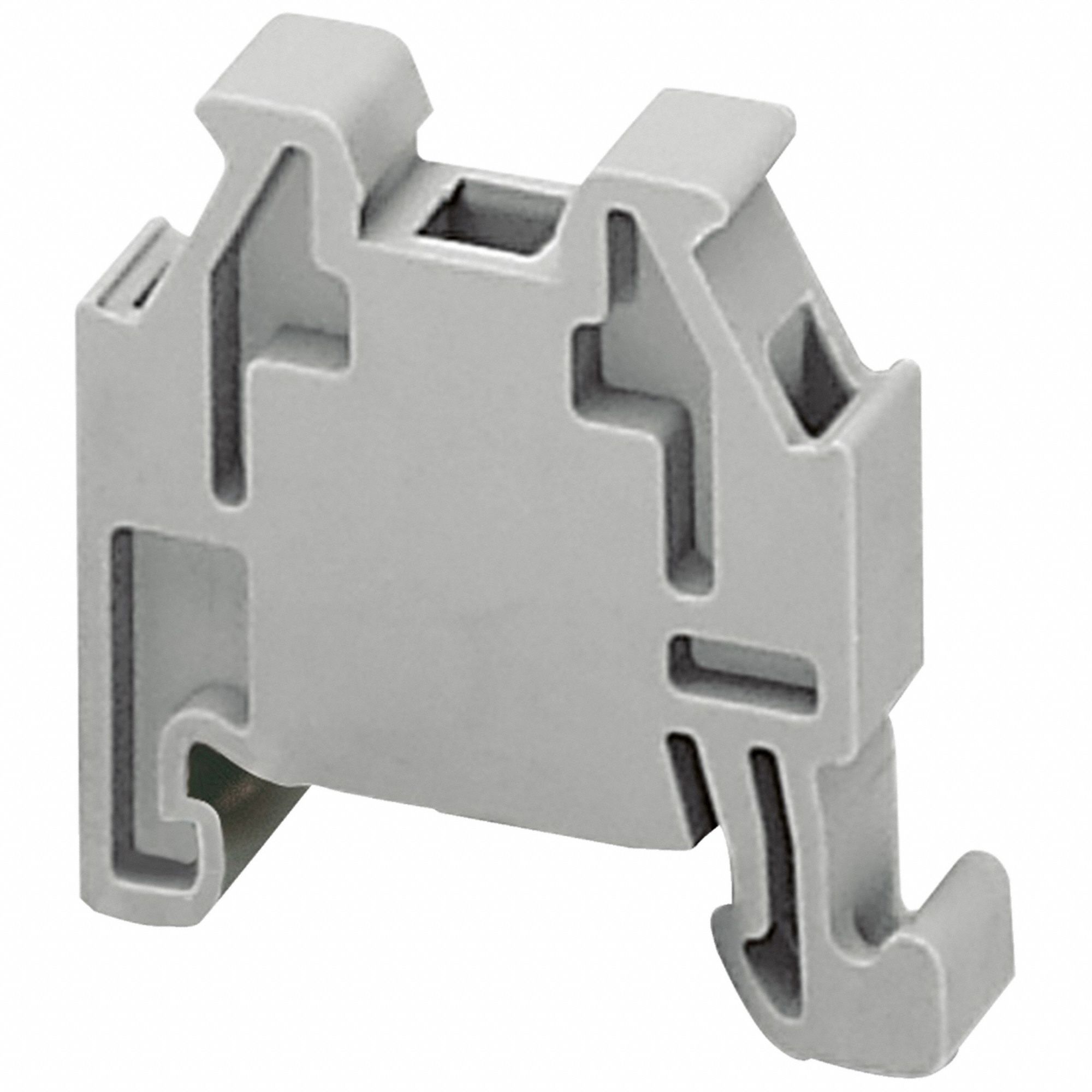 End Barrier: Screw Mount, Gray, 15 mm DIN Rail