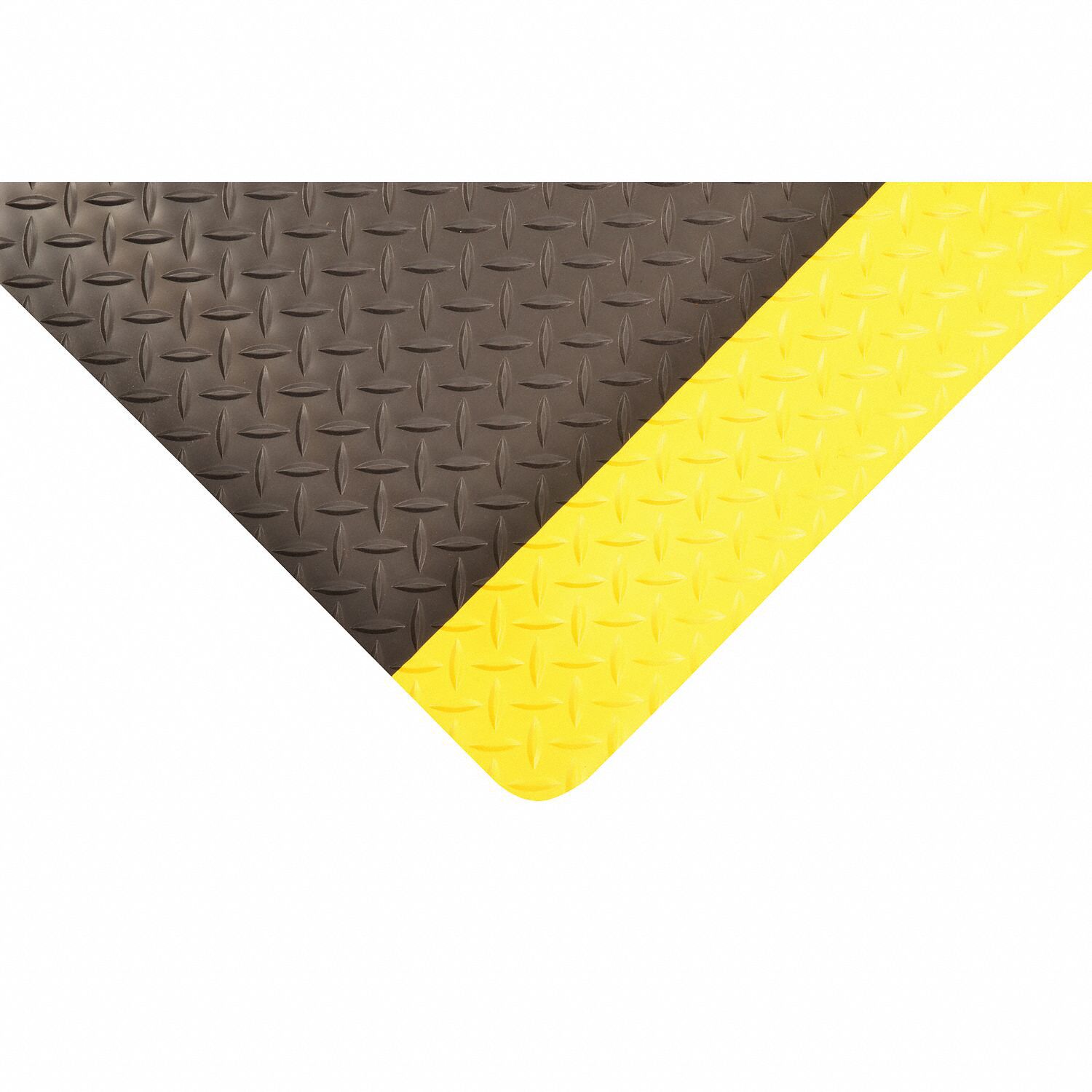 ANTIFATIGUE MAT, PVC, 5X75 FT, 9/16 IN THICK, BLACK/YELLOW, DIAMOND PLATE, BEVELED