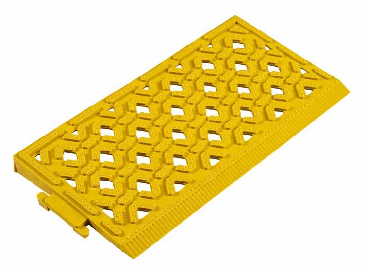 DRAINAGE FLOOR MAT TILE, PVC, 6 X 12 IN, ⅞ IN THICK, YELLOW, FEMALE ONE SIDE