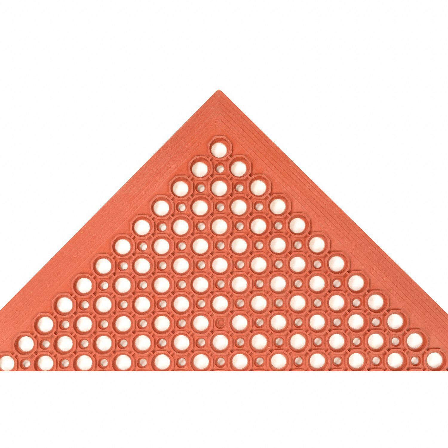 DRAINAGE ANTIFATIGUE MAT, NITRILE RUBBER, 3 X 3 FT, ½ IN THICK, RED, RAISED PATTERN