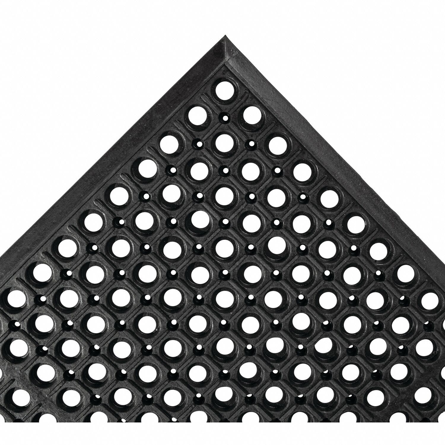 TAPIS ANTIFATIGUE, NOIR, ÉPAISSEUR ½ PO, CAOUTCHOUC, 20 X 3 PI, BISEAUTÉ, RECTANGLE, SURFACE NON ANTIDÉRAPANTE