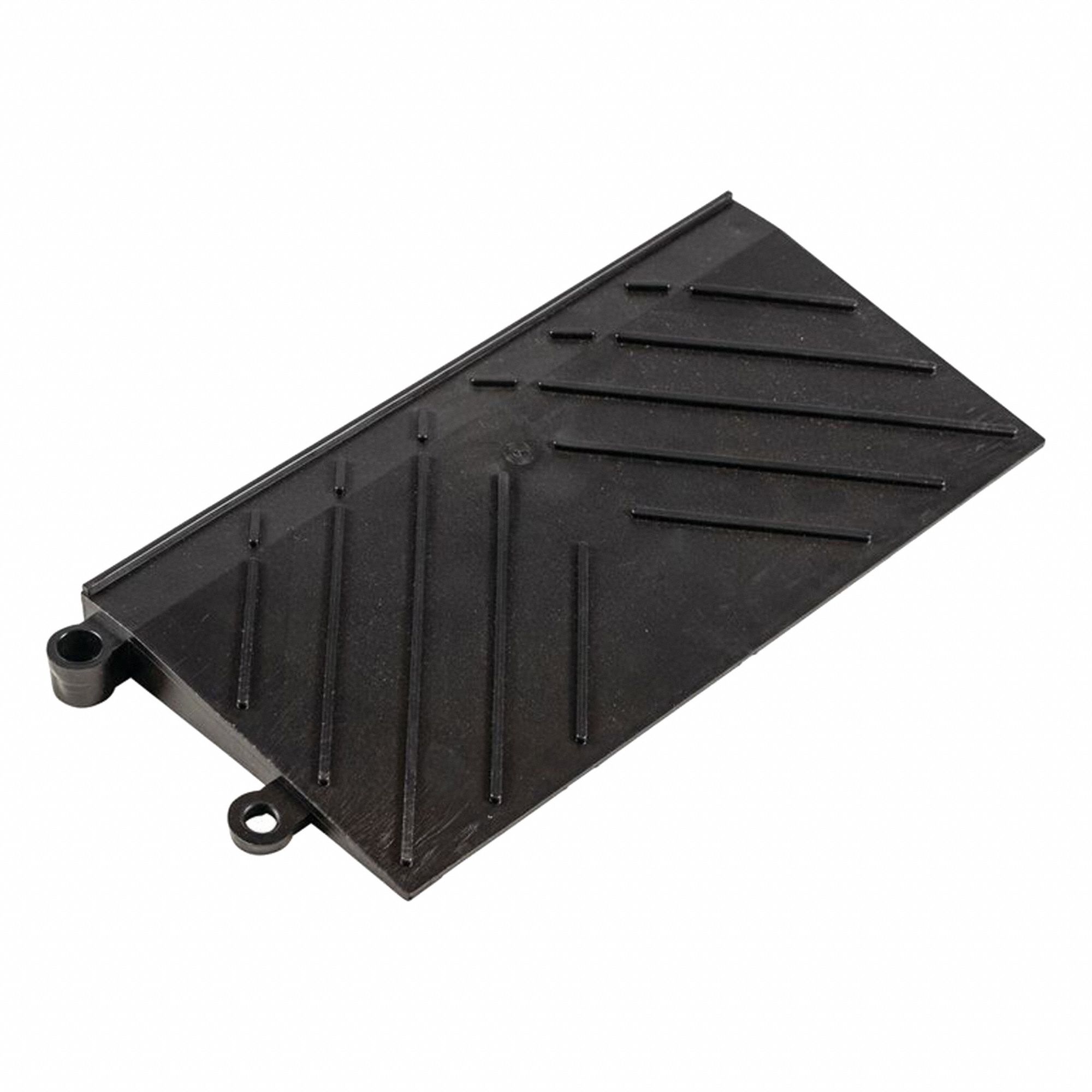 DRAINAGE FLOOR TILE RAMP, PVC, 6 X 12 FT, 1 IN THICK, BLACK, FEMALE ONE SIDE