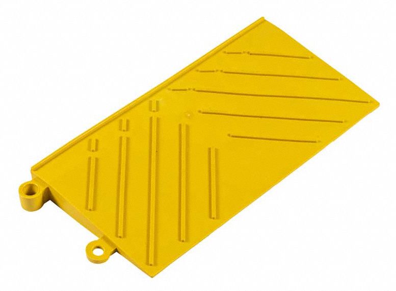 FLEX-LOK DRAINAGE FLOOR TILE RAMP, PVC, 6 X 12 FT, 1 IN THICK, YELLOW, FEMALE