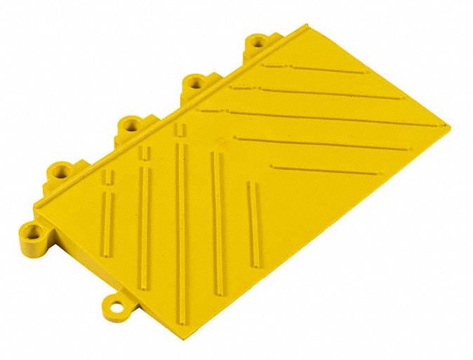 FLEX-LOK DRAINAGE FLOOR TILE RAMP, PVC, 6 X 12 FT, 1 IN THICK, YELLOW, MALE