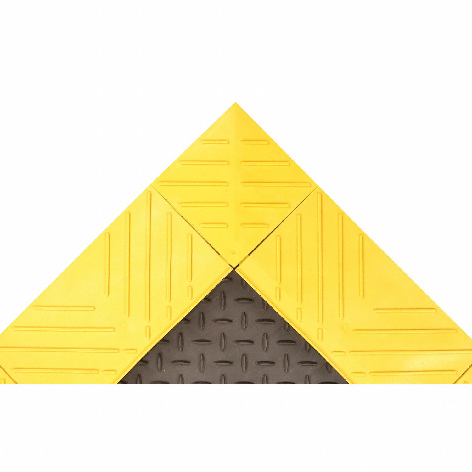 SOLID INTERLOCKING RUBBER MAT, PVC, 42X120 IN, 1 IN THICK, BLACK/YELLOW, RAISED GRID