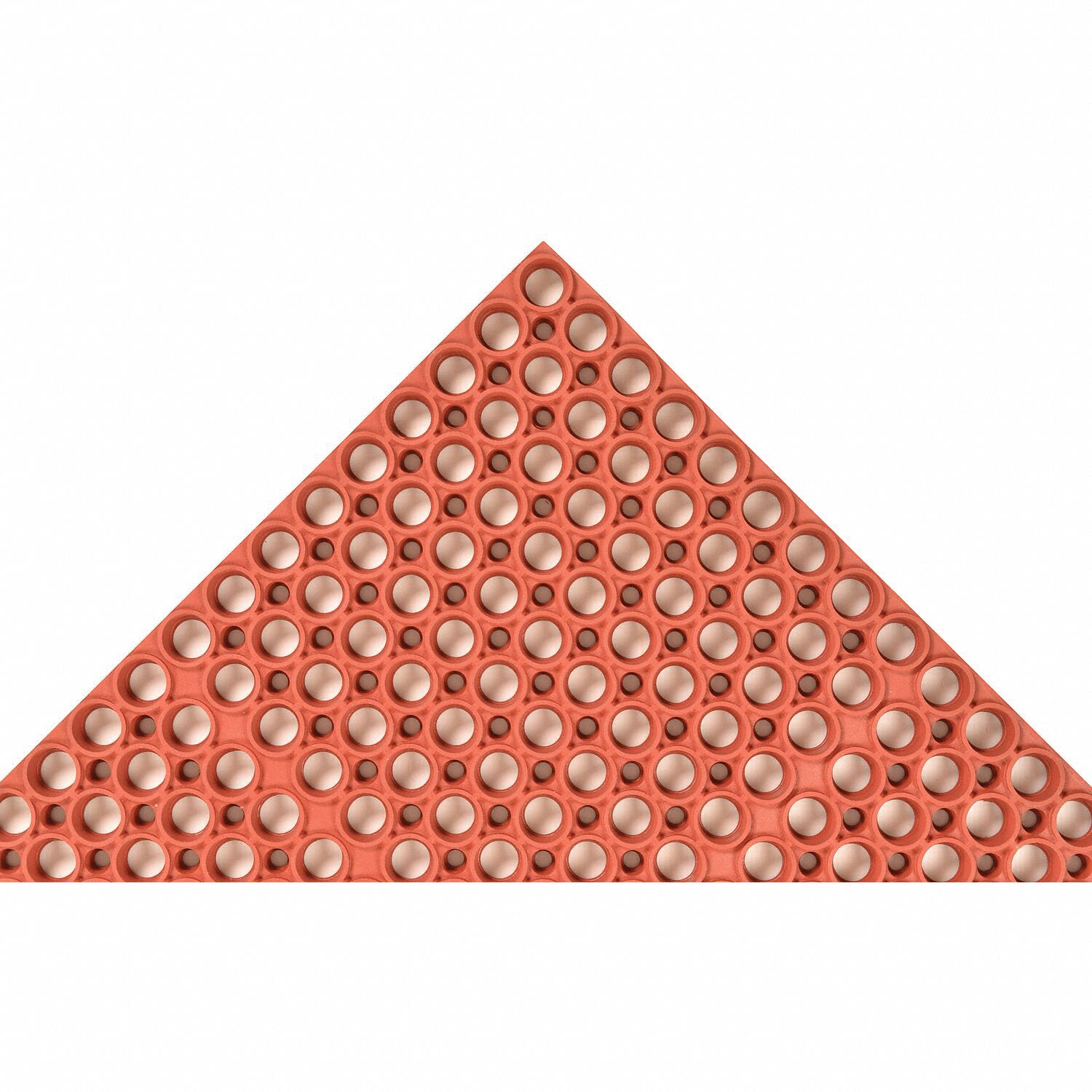 TAPIS ANTI-DÉRAPANT, ANTIMICROBIEN, ROUGE, ÉPAISSEUR ⅞ PO, CAOUTCHOUC, 3 X 2 PI, RECTANGLE, SURFACE ANTIDÉRAPANTE