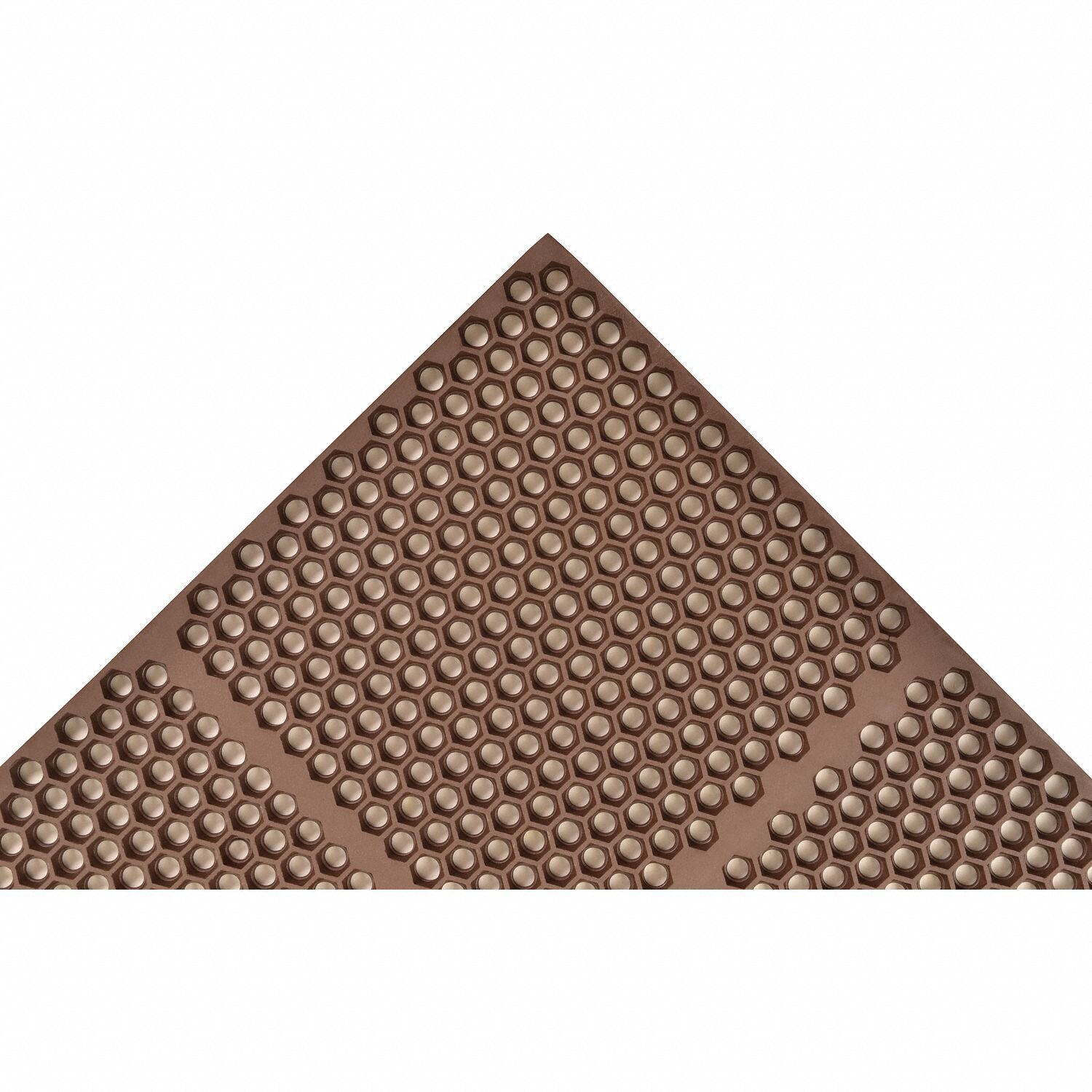 DRAINAGE ANTIFATIGUE MAT, NITRILE RUBBER, 3 X 3 FT, ½ IN THICK, BROWN, ANTIMICROBIAL