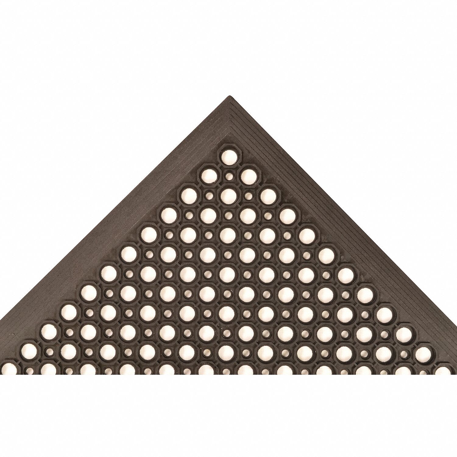 ANTIFATIGUE MAT, RUBBER BACKING, 3 X 3 FT, ½ IN THICK, BLACK, RECTANGLE, BEVELED