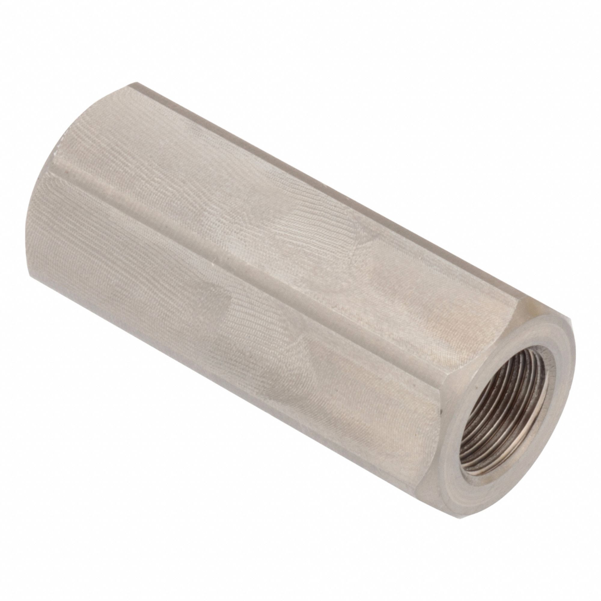 Hex Adapter: Female x Female, Metric to Metric, 6061, Aluminum, Plain, M8x1.00 Thread Sz A, Hex, 6H