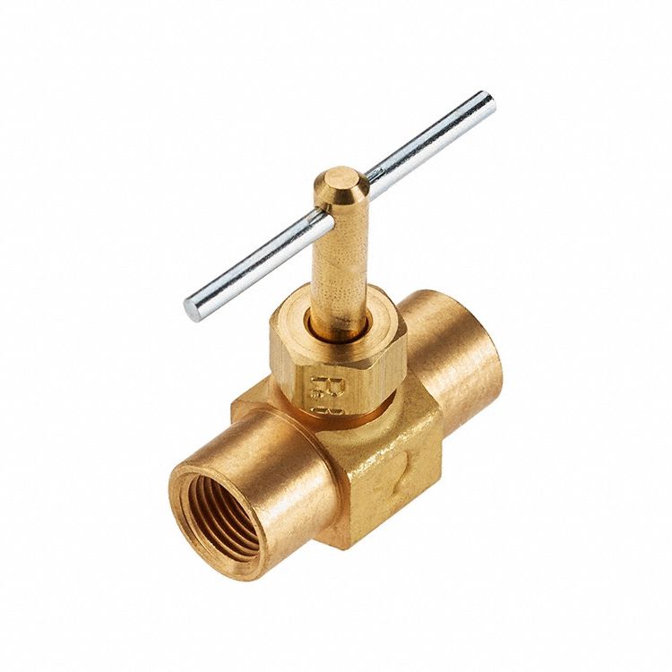 Needle Valve: Inline Valve Body, Brass, Screw-In Bonnet, 1/4 in Pipe Size, FIP x FIP, Female