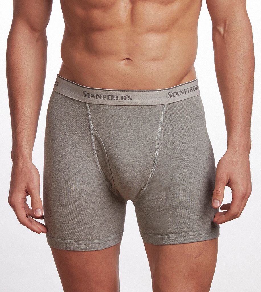 STANFIELD'S LIMITED BOXER BRIEF, MENS, FLY FRONT POUCH, GREY, 3XL
