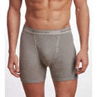 BOXER BRIEF, MENS, FLY FRONT POUCH, GREY, MEDIUM, COTTON, PK 2