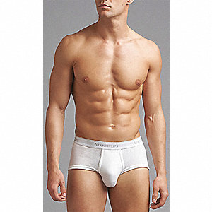 SPORTS BRIEFS, REGULAR RISE, COMFORT POUCH, PANEL FRONT W FLY, WHITE, 5XL, COTTON/POLYESTER, PKG 2
