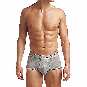 SPORTS BRIEFS, REGULAR RISE, COMFORT POUCH, PANEL FRONT W FLY, GREY, 3XL, COTTON/POLYESTER, PK 2