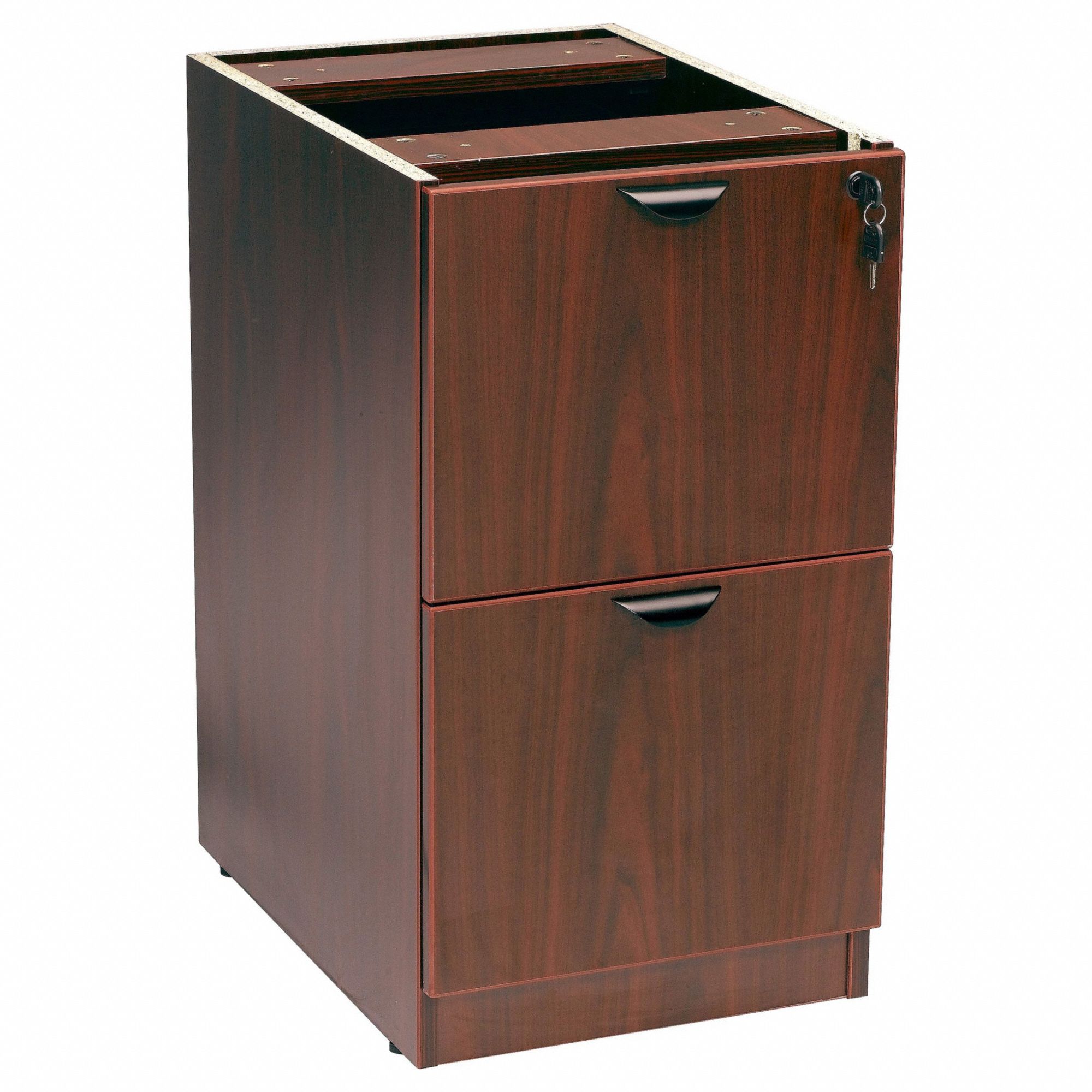 Desk Pedestal: Mahogany, 2 Drawers, 26 in Overall Wd, 28 1/2 in Overall Ht, 22 in Overall Dp