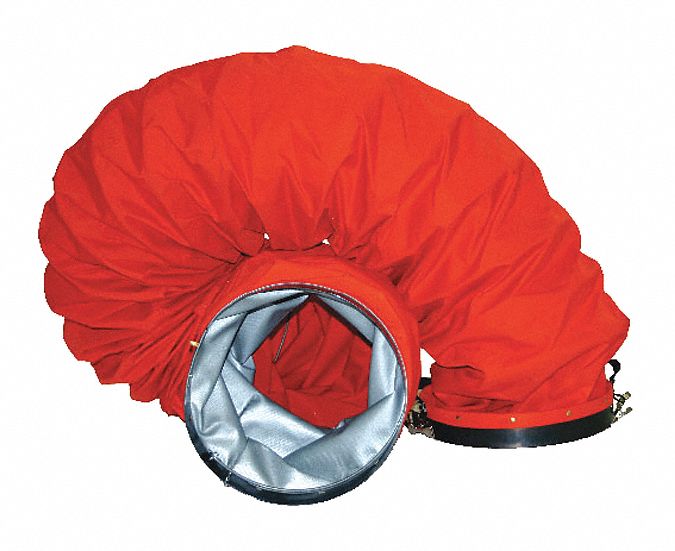 HEAT DUCT HOSE W STRAPS/COLLARS,WATER/MOLD/MILDEW/FIRE RESIST,500 ° F,25 FT X 16 IN,POLY W SILICONE