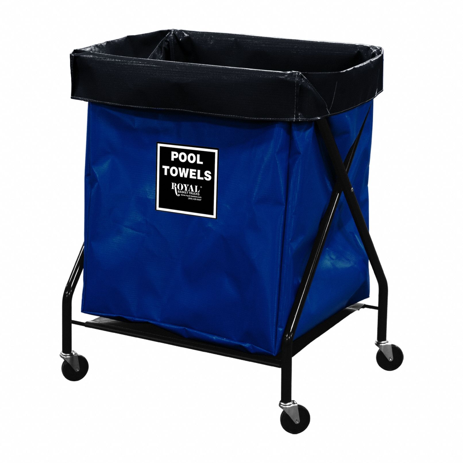 X-Frame Hamper: Vinyl Liner, Navy Blue, (4) Swivel, 9.5 cu ft Total Volume