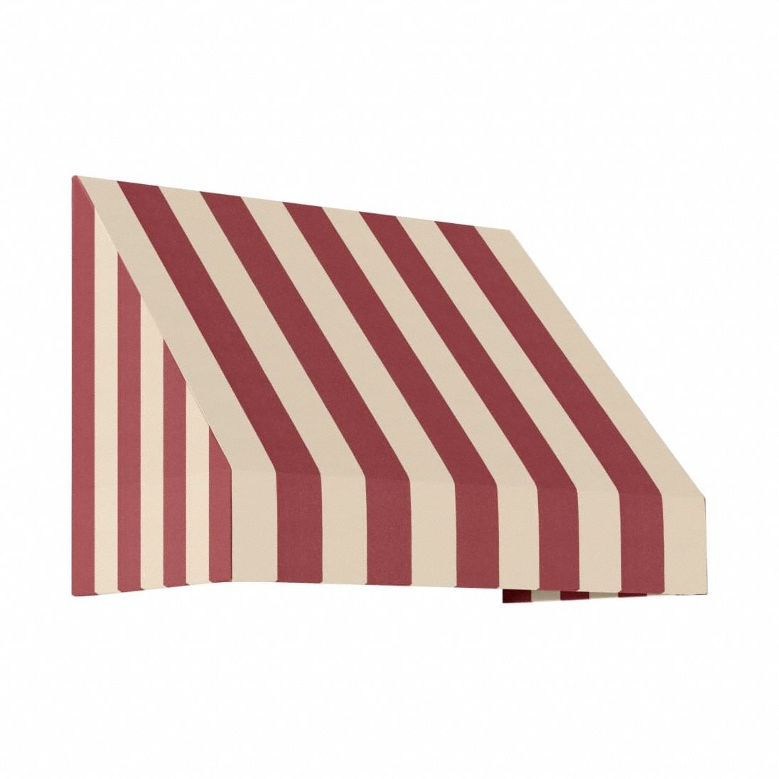 Rigid Valance Awning: Acrylic Fabric, Aluminum, Wall Mounting, Red/Tan, 40 1/2 in Overall Wd