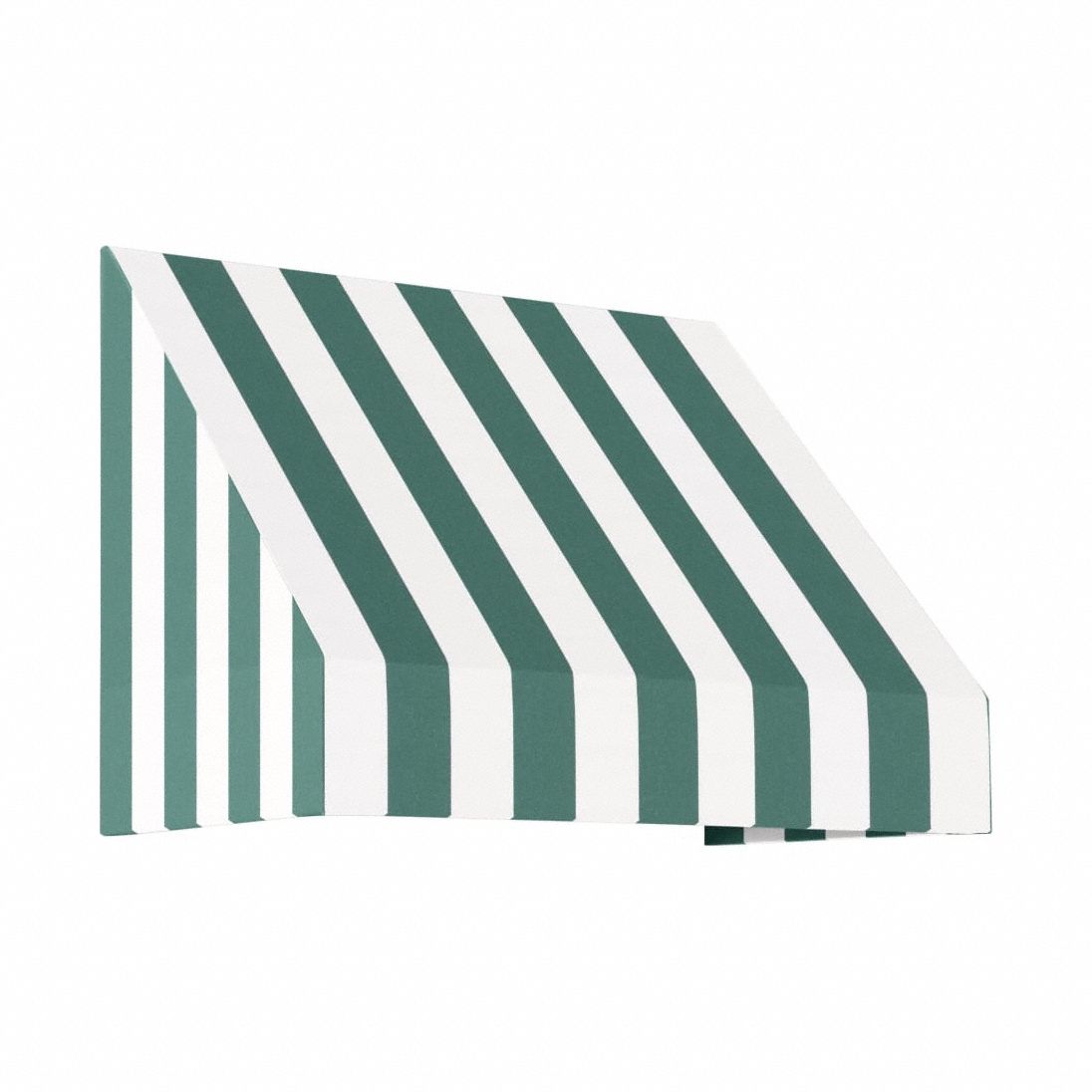 Rigid Valance Awning: Acrylic Fabric, Aluminum, Wall Mounting, Green/White, 40 1/2 in Overall Wd