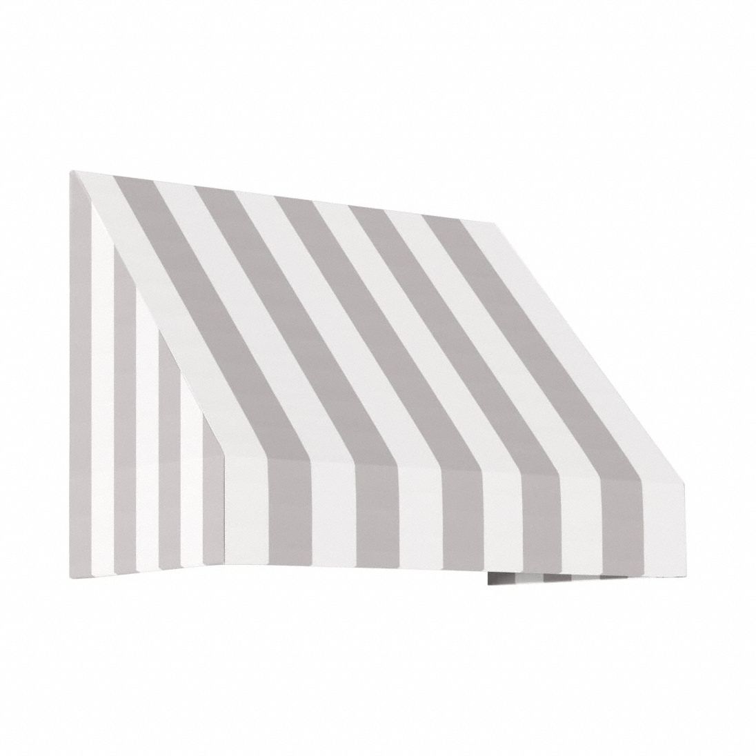 Rigid Valance Awning: Acrylic Fabric, Aluminum, Wall Mounting, Gray/White, 40 1/2 in Overall Wd
