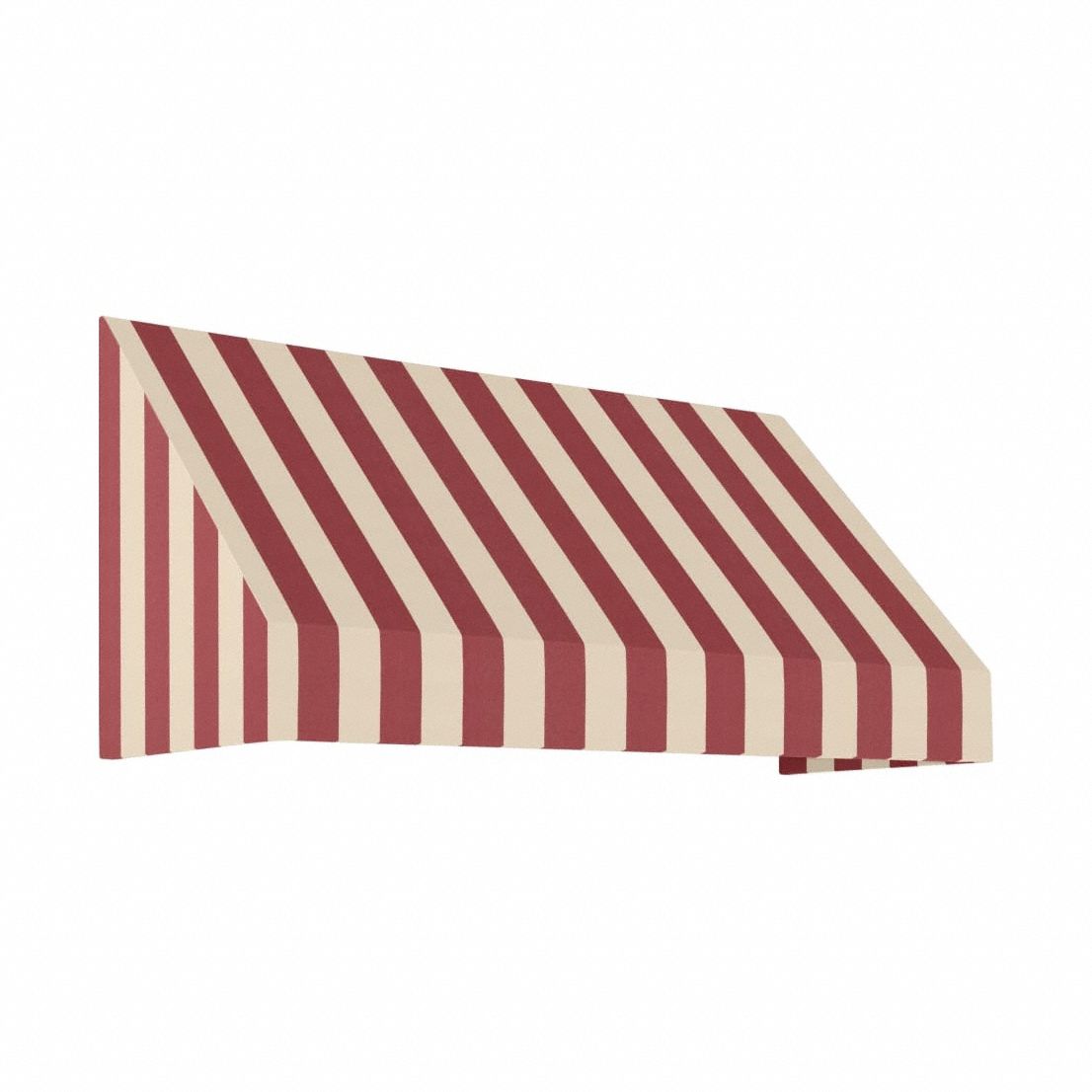 Rigid Valance Awning: Acrylic Fabric, Aluminum, Wall Mounting, Red/Tan, 100 1/2 in Overall Wd