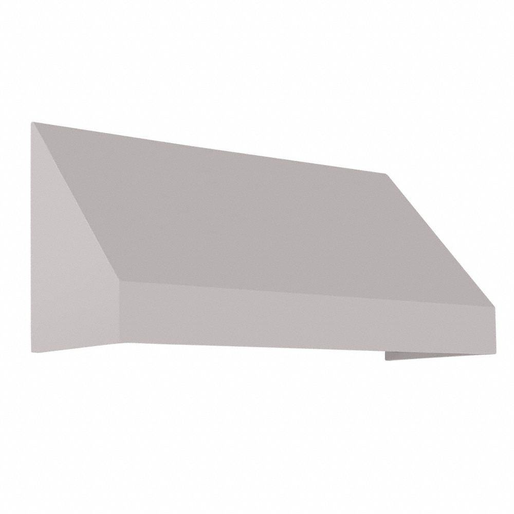 Open-Sided Slope Awning: Acrylic Fabric, Aluminum, Gray, 148 1/2 in Overall Wd, 56 in x 48 in