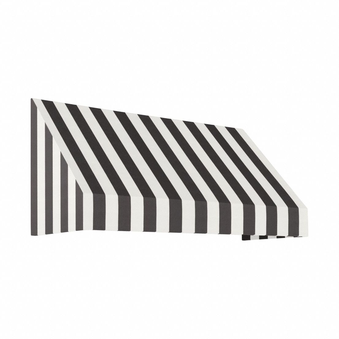 Rigid Valance Awning: Acrylic Fabric, Aluminum, Wall Mounting, Black/White, 100 1/2 in Overall Wd