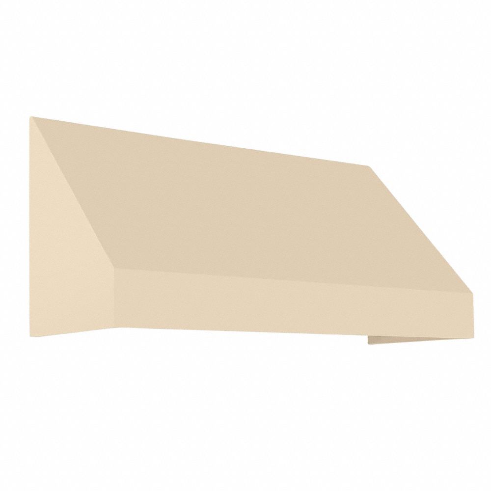 Open-Sided Slope Awning: Acrylic Fabric, Aluminum, Tan, 148 1/2 in Overall Wd, 56 in x 48 in