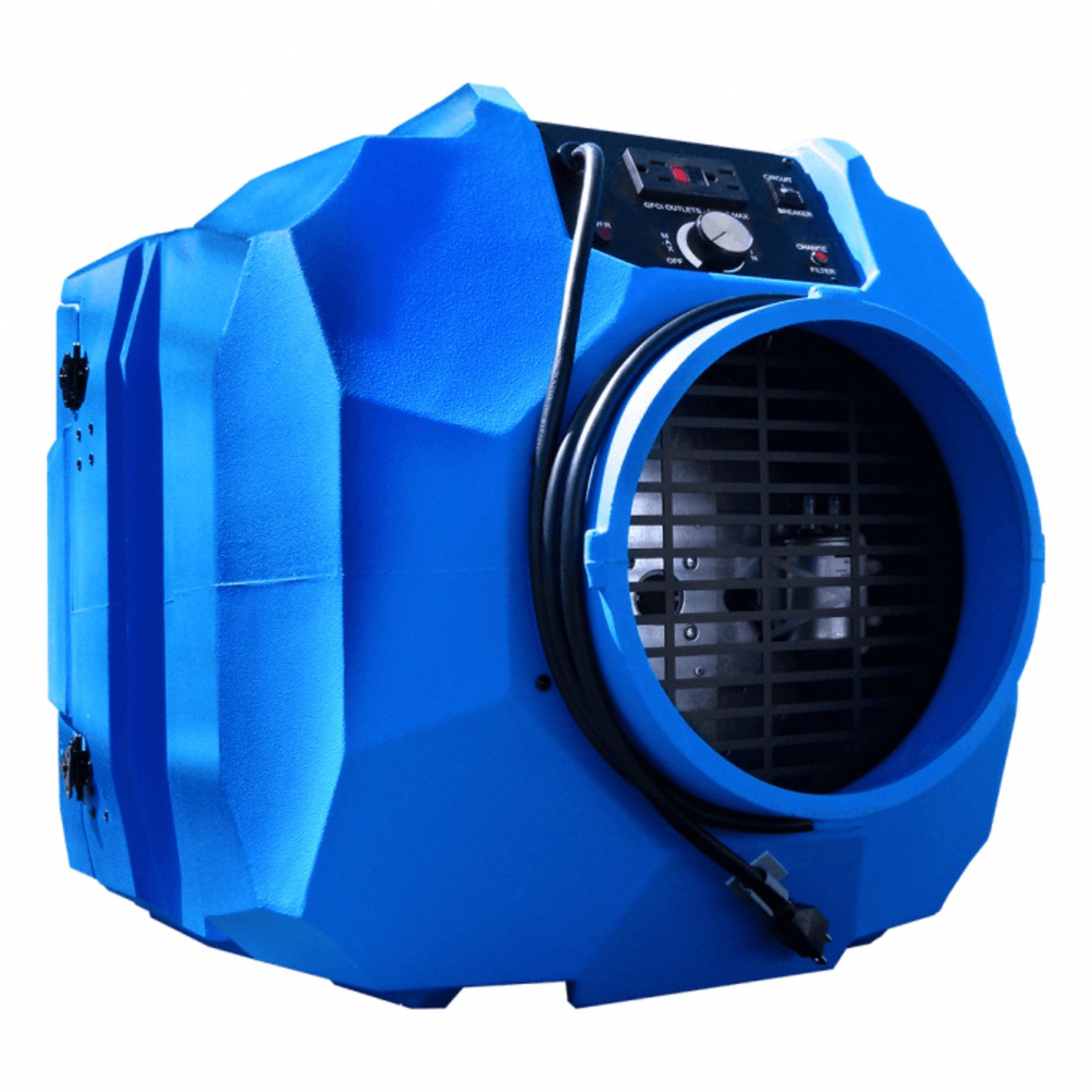 Air Scrubber: Polyethylene, Activated Carbon Adsorption, 1, 125 sq ft Max Coverage Area, Front, 5-15P