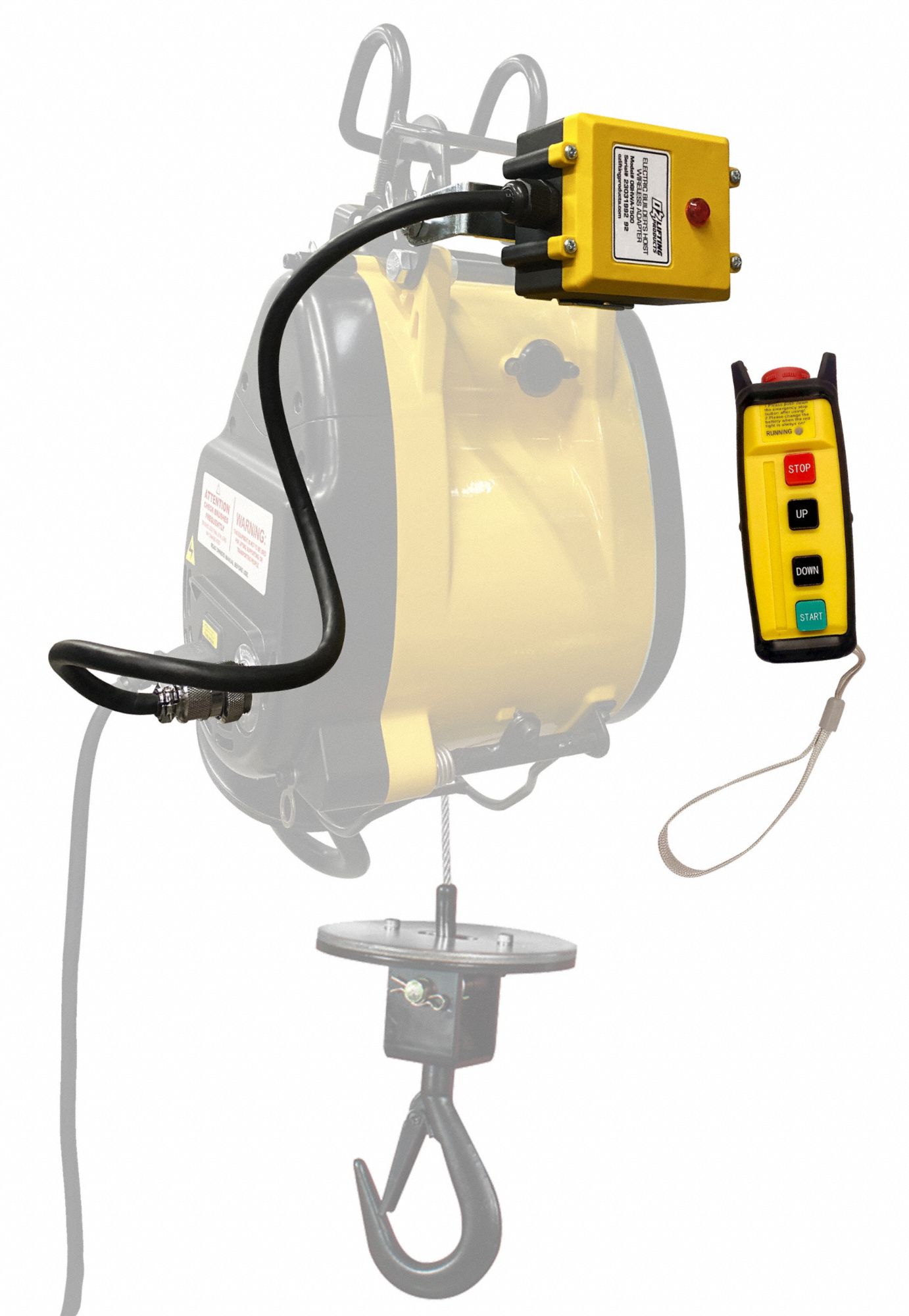 OZ LIFTING PRODUCTS Wireless Pendant Adapter: Electric Wire Rope Hoists, OBH500, OBHWA-T500. Key specifications — Manufacturer Part Number: OBHWA-T500; Compatible Hoist Type: Electric Wire Rope Hoists; Compatible Series: OBH500; Compatible with Manufacturer Part Number: OBH500; Product Type: Wireless Pendant Adapter; Brand: OZ LIFTING PRODUCTS.